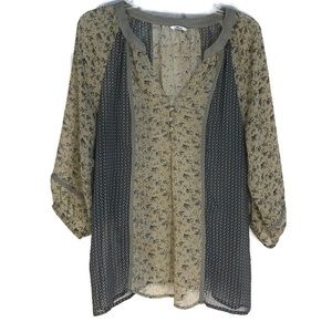 Milano Floral Blouse Sheer Long Sleeve Top Size Medium
